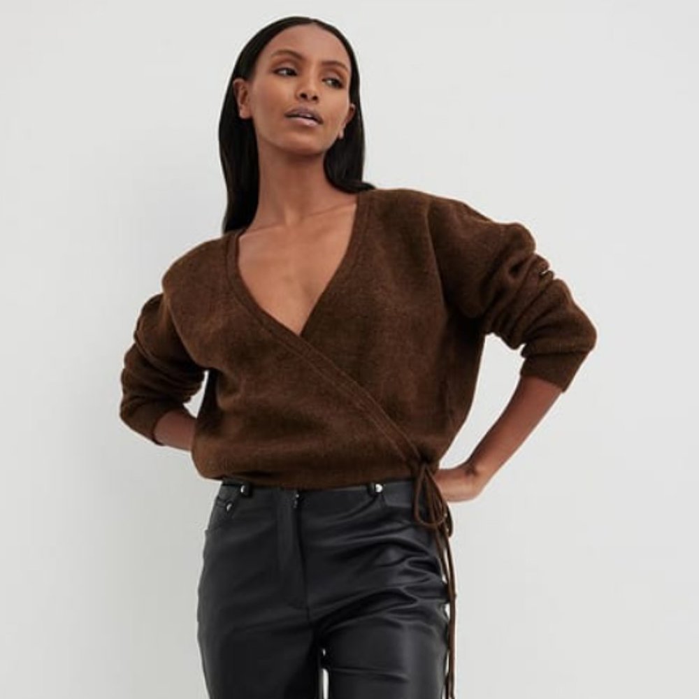 Gorgeous Chocolate Wrap Sweater